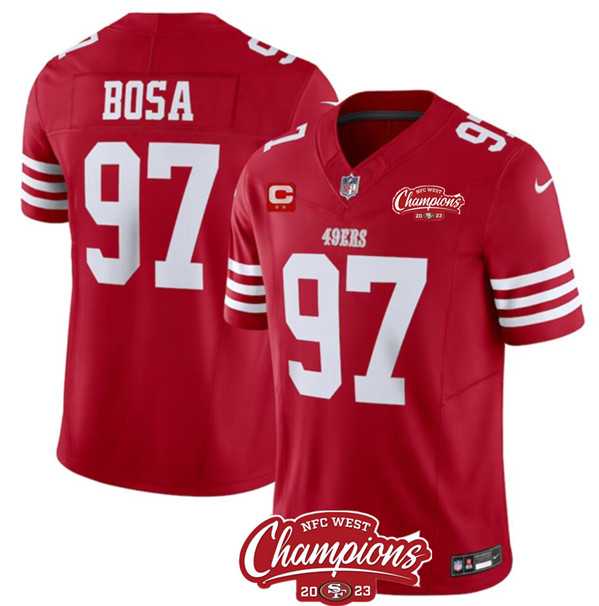 Men & Women & Youth San Francisco 49ers #97 Nick Bosa Red 2023 F.U.S.E. With 2-star C Ptach And NFC West Champions Patch Stitched Jersey->san francisco 49ers->NFL Jersey